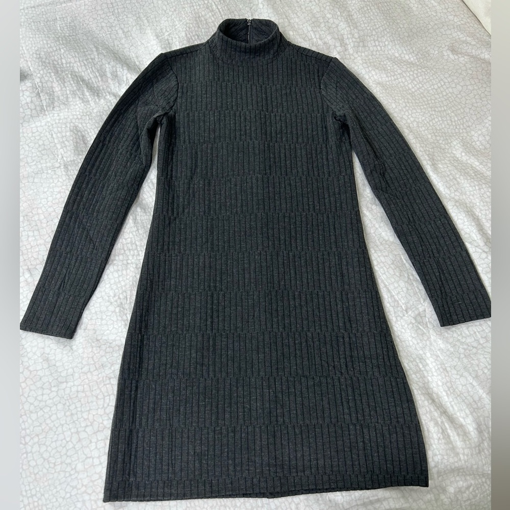 NWT❗️WHBM Grey Ribbed Mockneck Mini Dress